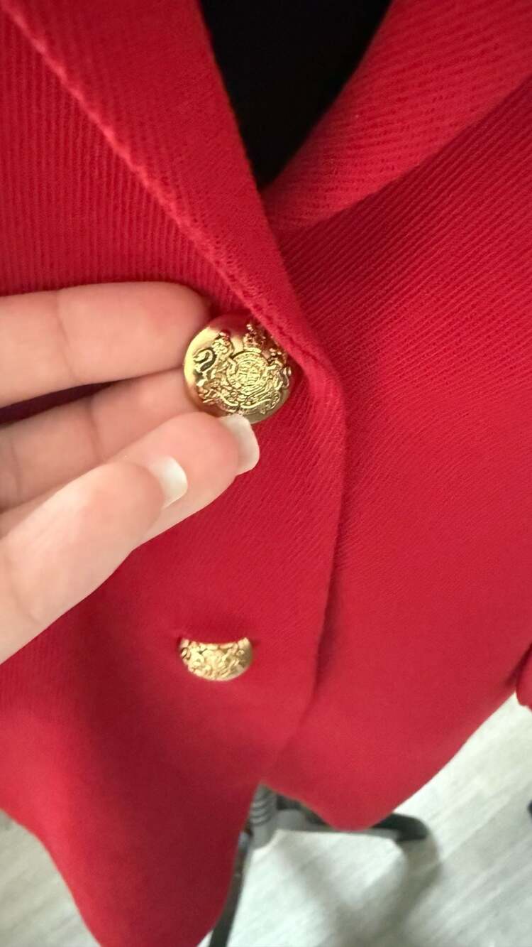 Lauren Ralph Lauren Vintage Red Worsted Wool Blazer with Gold Crest and Buttons - Picture 9 of 10